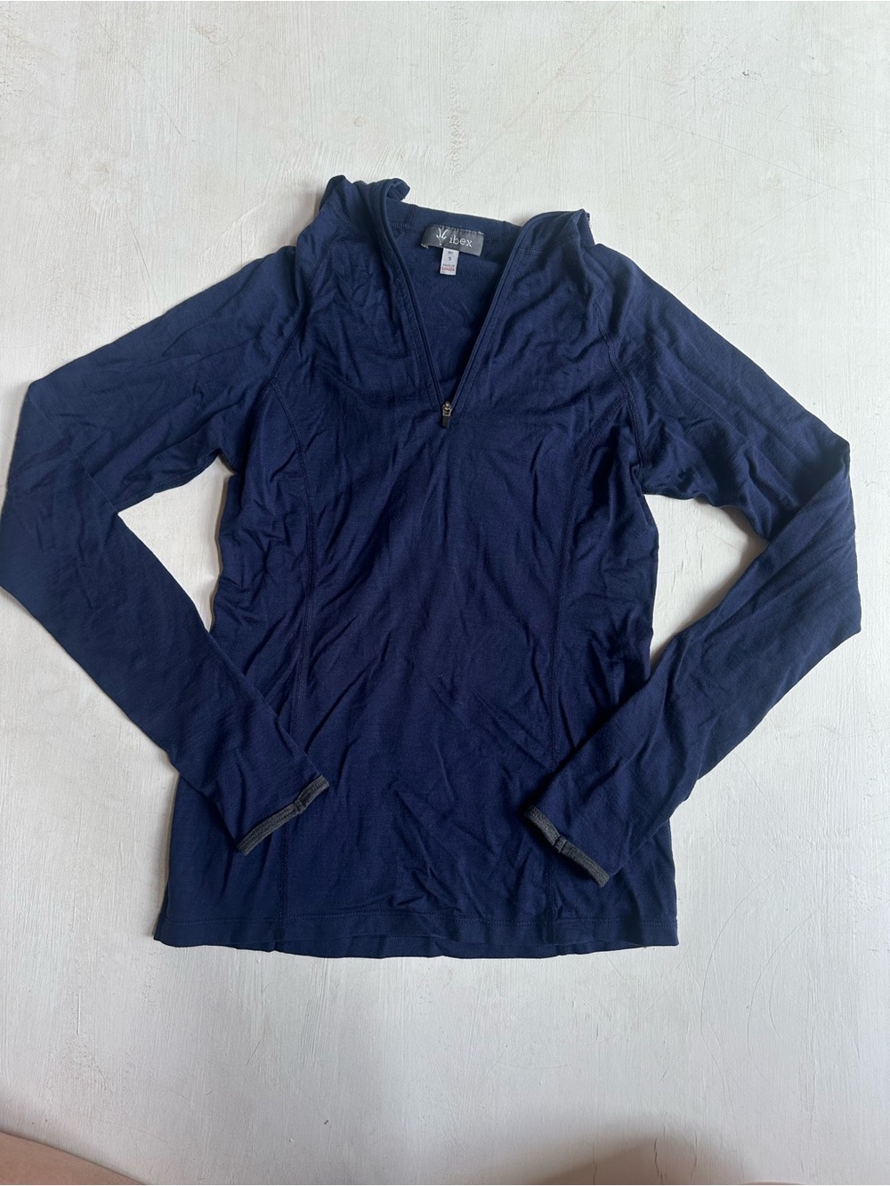 Ibex Blue Merino Wool Hooded Zip Up Jacket